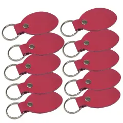 Oval Leather Keychains Kit &ndash; Full-Grain Latigo, DIY Personalization Ready, 10 Pack Hot Pink