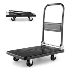 Folding Push Cart Dolly with Swivel Wheels and Non-Slip Loading Area