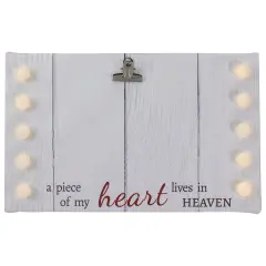 Northlight LED Lighted "A Piece of My Heart Lives in Heaven" Canvas with Photo Clip - 10.25" White