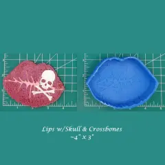 lips with skull and crossbones silicone freshie mold