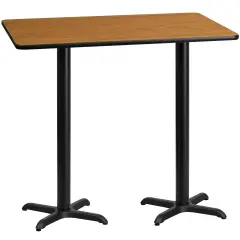 Emma and Oliver 30"x60" Rectangular Laminate Bar Table with 22"x22" Bases Natural