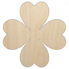 Four Leaf Clover Lucky Solid Unfinished Wood Shape Piece Cutout for DIY Craft Projects