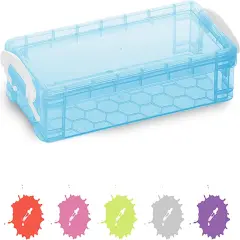 Enday Stackable Plastic Pencil Case Blue