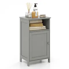 Bathroom FreestandingAdjustable Shelf Floor Storage Cabinet Grey