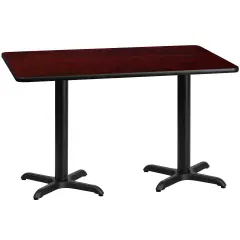 Emma and Oliver 30"x60" Rectangular Laminate Table with 22"x22" Table Height Bases Mahogany