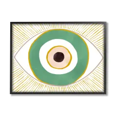 Stupell Industries Green Modern Evil Eye Symbol Framed Giclee Art Black Frame