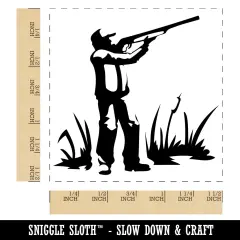Duck Hunter with Hunting Rifle Self-Inking Rubber Stamp Ink Stamper Black