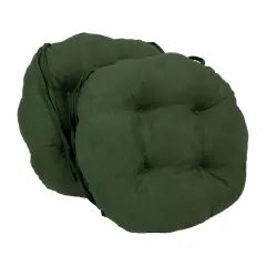 16-inch Solid Micro Suede Round Tufted Chair Cushions (Set of 2) - Hunter Green