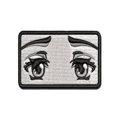 Anime Manga Kind Eyes Girl Multi-Color Embroidered Iron-On or Hook & Loop Patch Applique