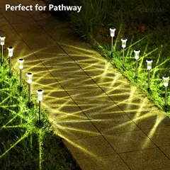 10 Pack Solar Lights Outdoor Waterproof Stainless Steel Garden Stake Lights for Pathway, Walkway, Driveway, Yard, Garden Decor (Warm White)