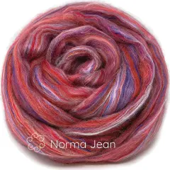 Silk Merino Blended Roving. Soft Combed Top Fiber for Spinning, Felting, & Fiber Arts. Norma Jean
