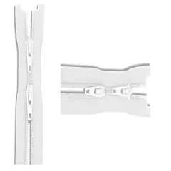 #3 Nylon Coil Lightweight YKK Jacket 2-Way Separating Zipper - Choose Your Length - Color: White - Made in The United States (1 Zipper Per Pack) (24" Inches)