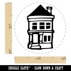Small Cute Two Story House Home Self-Inking Rubber Stamp for Stamping Crafting Planners Pink