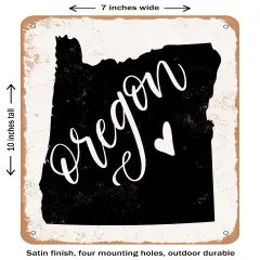 DECORATIVE METAL SIGN - Oregon Heart - Vintage Rusty Look