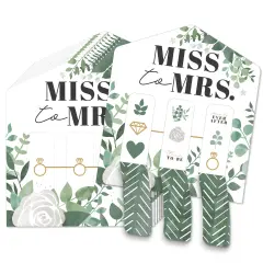 Big Dot of Happiness Boho Botanical Bride - Greenery Bridal Shower and Wedding Party Game Pickle Cards - Pull Tabs 3-in-a-Row - Set of 12