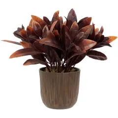 Northlight Two-Tone Artificial Foliage Plant in a Textured Lined Pot - 8" Orange
