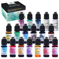 Alcohol Ink Set Epoxy Resin Dye- LET'S RESIN Vibrant Colors Alcohol Ink for Epoxy Resin, Concentrated Alcohol Based Resin Ink for Tumblers,Epoxy Resin Molds,Alcohol Inks Art (Each 0.35oz x 18 Bottle)