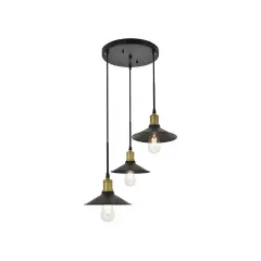 Etude 3 light brass and black Pendant