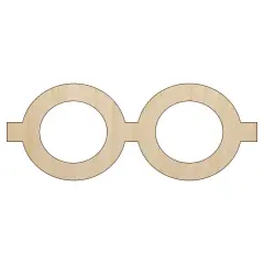 Round Glasses Unfinished Wood Shape Piece Cutout for DIY Craft Projects