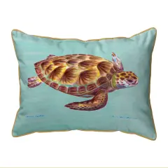 Betsy Drake Green Sea Turtle Extra Large 20 X 24 Indoor / Outdoor Teal Pillow