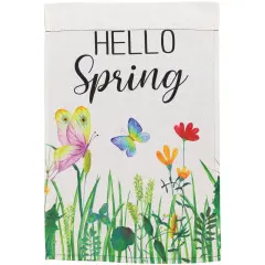 Northlight Butterflies and Flowers "Hello Spring" Outdoor Garden Flag 18" x 12.5" Beige