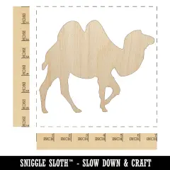 Camel Dromedary Silhouette Unfinished Wood Shape Piece Cutout for DIY Craft Projects