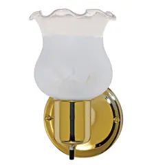1-Light Wall Mounted Vanity & Wall Light Fixture in Polished Brass Finish