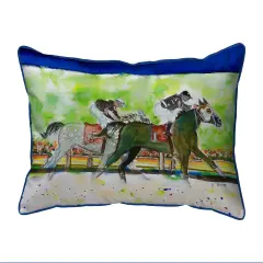 Betsy Drake Close Race Horses Extra Large 20 X 24 Indoor / Outdoor Pillow