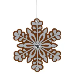 Northlight Gingerbread Snowflake Christmas Ornament with Gem - 10" - Brown and White