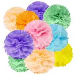 Wrapables Set of 18 Tissue Pom Pom Party Decorations for Weddings, Birthday Parties Baby Showers and Nursery Decor, Lavender/Yellow/Pink/Sky Blue/Orange/Sea Green