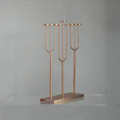 Modern Design Hanukkah Menorah Exceptional presentational piece, 9 Branch Tea Light Candle Holders Rose gold