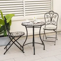 Set Of 2 Mosaic Chairs For Patio Metal Folding Chairs Design-C