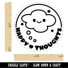 Happy Thoughts Dream Bubble Self-Inking Rubber Stamp Ink Stamper for Stamping Crafting Planners Red
