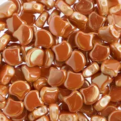 John Bead Czech Glass Opaque Ginko Beads, 50g Chalk Apricot