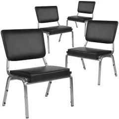 Emma and Oliver 4 Pk. 1000 lb. Rated Antimicrobial Bariatric medical Reception Chair Black Vinyl