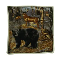 Sherpa Hunter Trophies Silk Touch Throw Blanket 60 Inches By 50 Inches