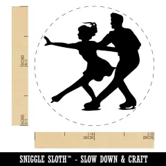 Figure Skating Couple Ice Skaters Self-Inking Rubber Stamp Ink Stamper for Stamping Crafting Planners Brown