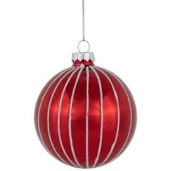 Northlight 4ct Shiny Red and White Striped Glass Ball Christmas Ornaments 3" (80mm)