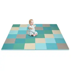 58 Inch Light Blue Folding Activity Foam Floor Play Mat
