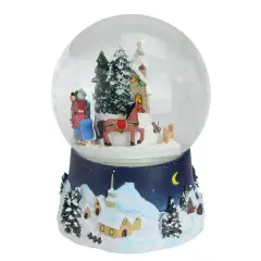 Northlight 6.5" Musical and Animated Christmas Villiage Winter Scene Rotating Water Globe Dome Blue