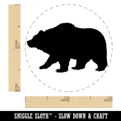 Fuzzy Grizzly Bear Silhouette Self-Inking Rubber Stamp for Stamping Crafting Planners Yellow