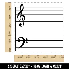 Music Staff Treble and Bass Clef Self-Inking Rubber Stamp Ink Stamper Red