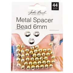 John Bead Metal Spacer Bead 6mm 44/Pkg-Gold