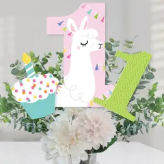 Big Dot of Happiness 1st Birthday Whole Llama Fun - Llama Fiesta First Birthday Party Centerpiece Sticks - Table Toppers - Set of 15