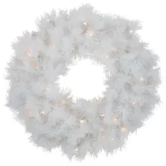 Northlight Pre-Lit White Alaskan Pine Artificial Christmas Wreath - 24" - Warm White LED Lights