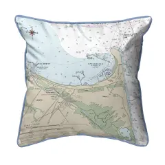 Betsy Drake Lewes, DE Nautical Map Large Corded Indoor/Outdoor Pillow 18x18