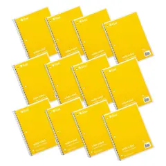 1-Subject Notebook, 70 Page, Wide Ruled, Yellow, Pack of 12
