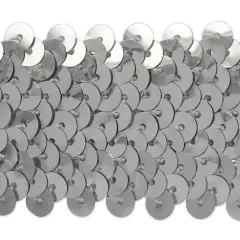 10 yards of 4 Row 1 1/2" Metallic Stretch Sequin Trim | 10 yard cut Silver