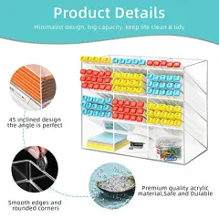 Clear Pen Organizer Storage, Acrylic Desk Organizer with 12 Compartments, Pen Organizer for Desk, Desktop Art Organizer for Office School Art Supplies