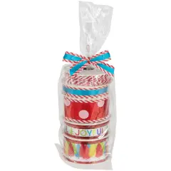 Northlight Set of 5 Polka Dots Matching Themed Craft Christmas Ribbons 1.5" x 3 Yards Pink